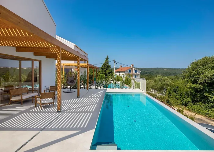 2 With Pool Soline, Krk, 280 M From Beach, By 4villas Vila *