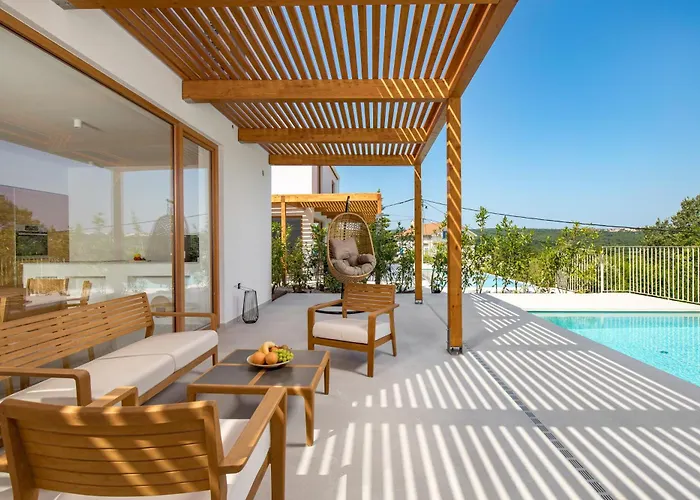 2 With Pool Soline, Krk, 280 M From Beach, By 4villas Vila